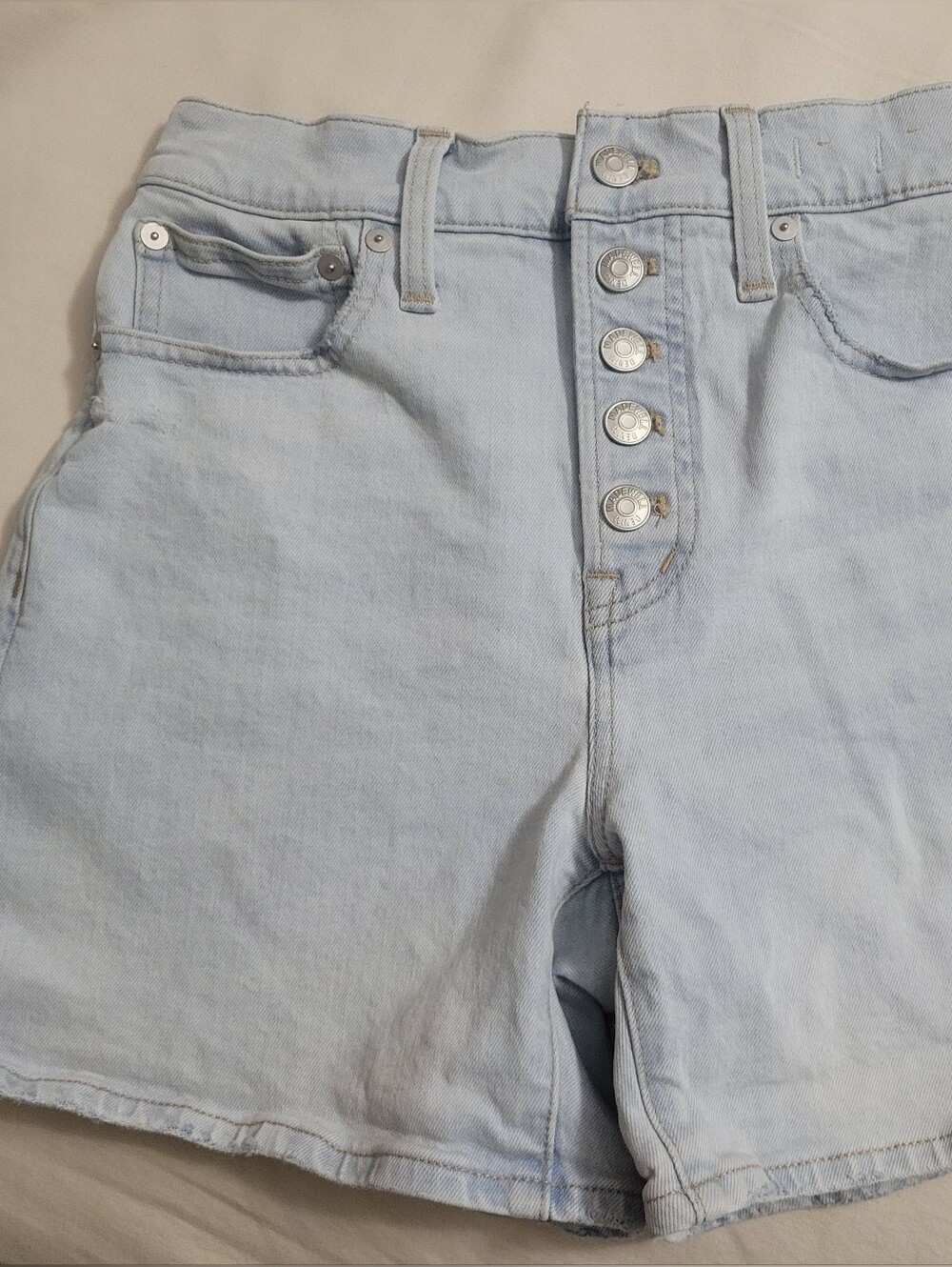 Madewell Light Blue High-Rise Button-Fly Denim Shorts